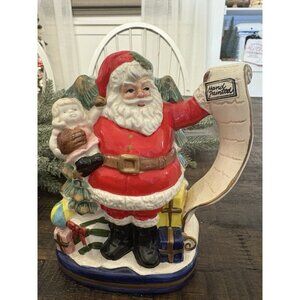 Vintage 1993 North Pole Express Santa Water Pitcher Mug Plantar Fitz & Floyd